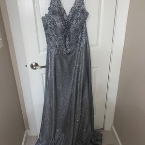 Plus Size Silver Gown